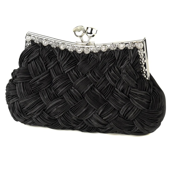 Black evening bag/ clutch  with chain strap - Picture 1 of 9